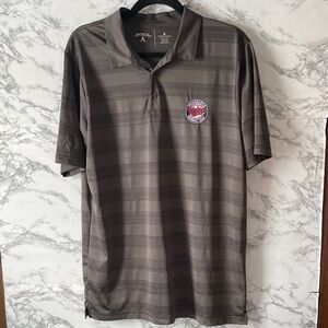 MN Twins Men's M Gray Striped Polo Shirt